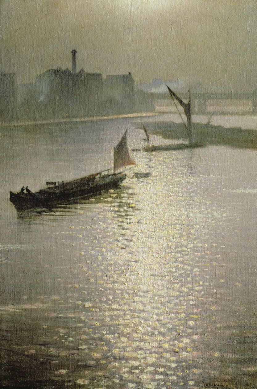 Fra Waterloo Bridge: Sun Bursting through Fog, ca. 1924 av Christopher Richard Wynne Nevinson