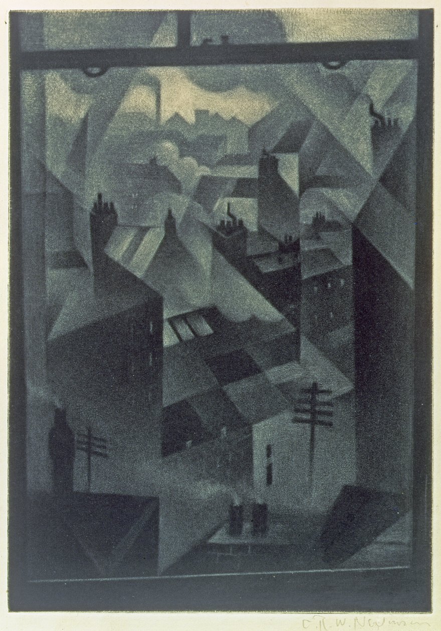 Fra et kontorvindu, 1918 (mezzotint) av Christopher Richard Wynne Nevinson