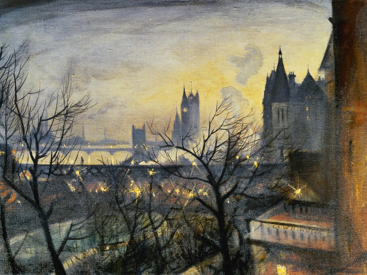London Twilight fra Adelphi, av Christopher Richard Wynne Nevinson