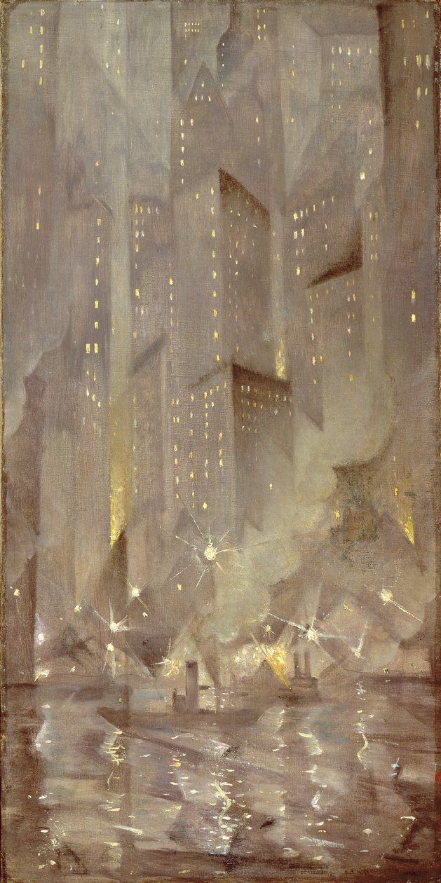 New York by Night, ca. 1922 av Christopher Richard Wynne Nevinson