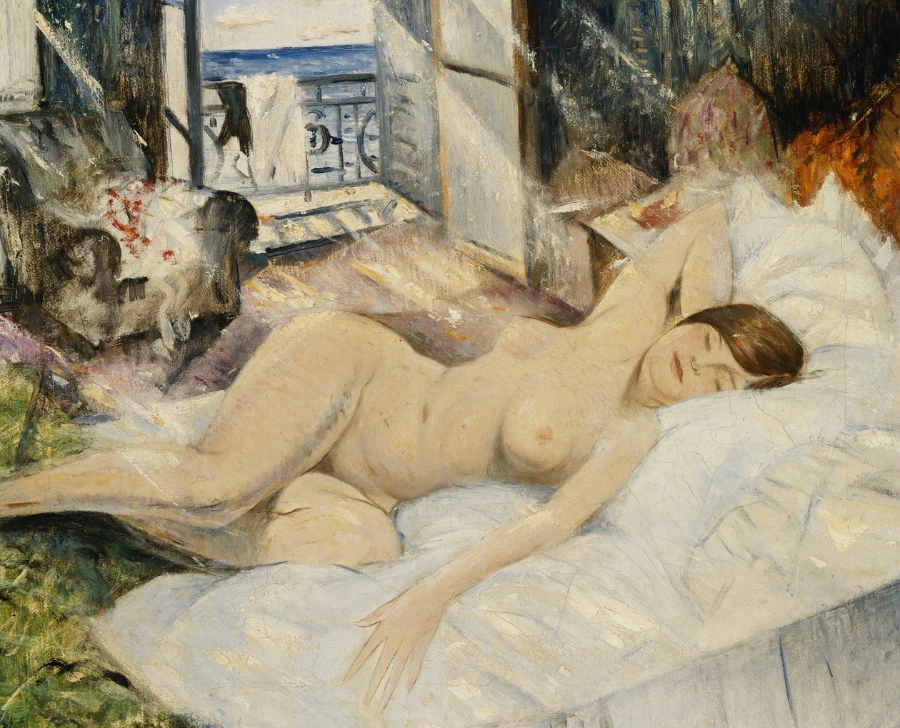Naken på en seng, Sør-Frankrike, av Christopher Richard Wynne Nevinson