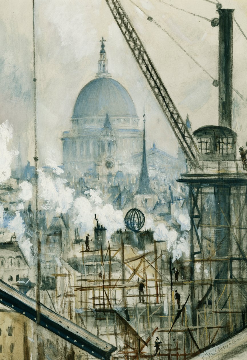 St. Paul"s fra Telegraph Building, Fleet Street, av Christopher Richard Wynne Nevinson