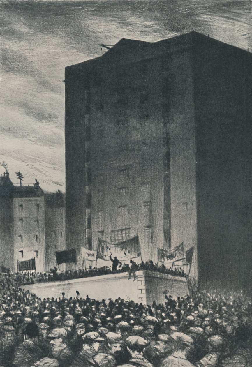 The Railway Strike - Møte på Tower Hill, 1919, 1920 av Christopher Richard Wynne Nevinson