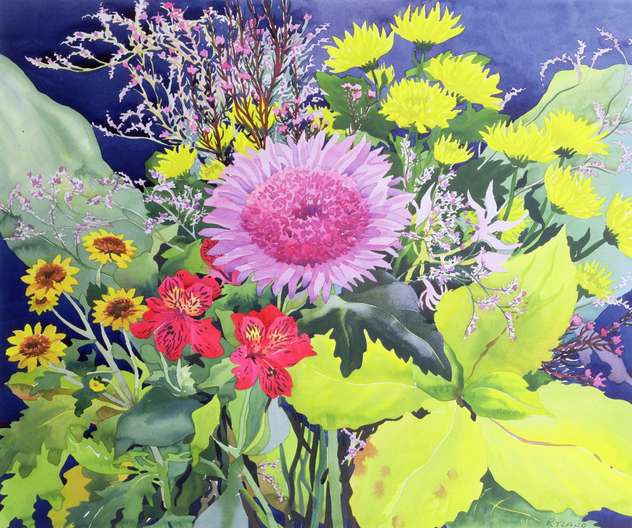Blomster i desember 2005 (akvarell på papir) av Christopher Ryland