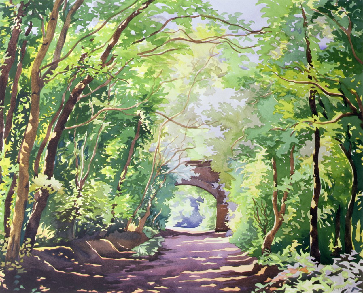 The Valley Walk, Sudbury, 2001 (wc på papir) av Christopher Ryland