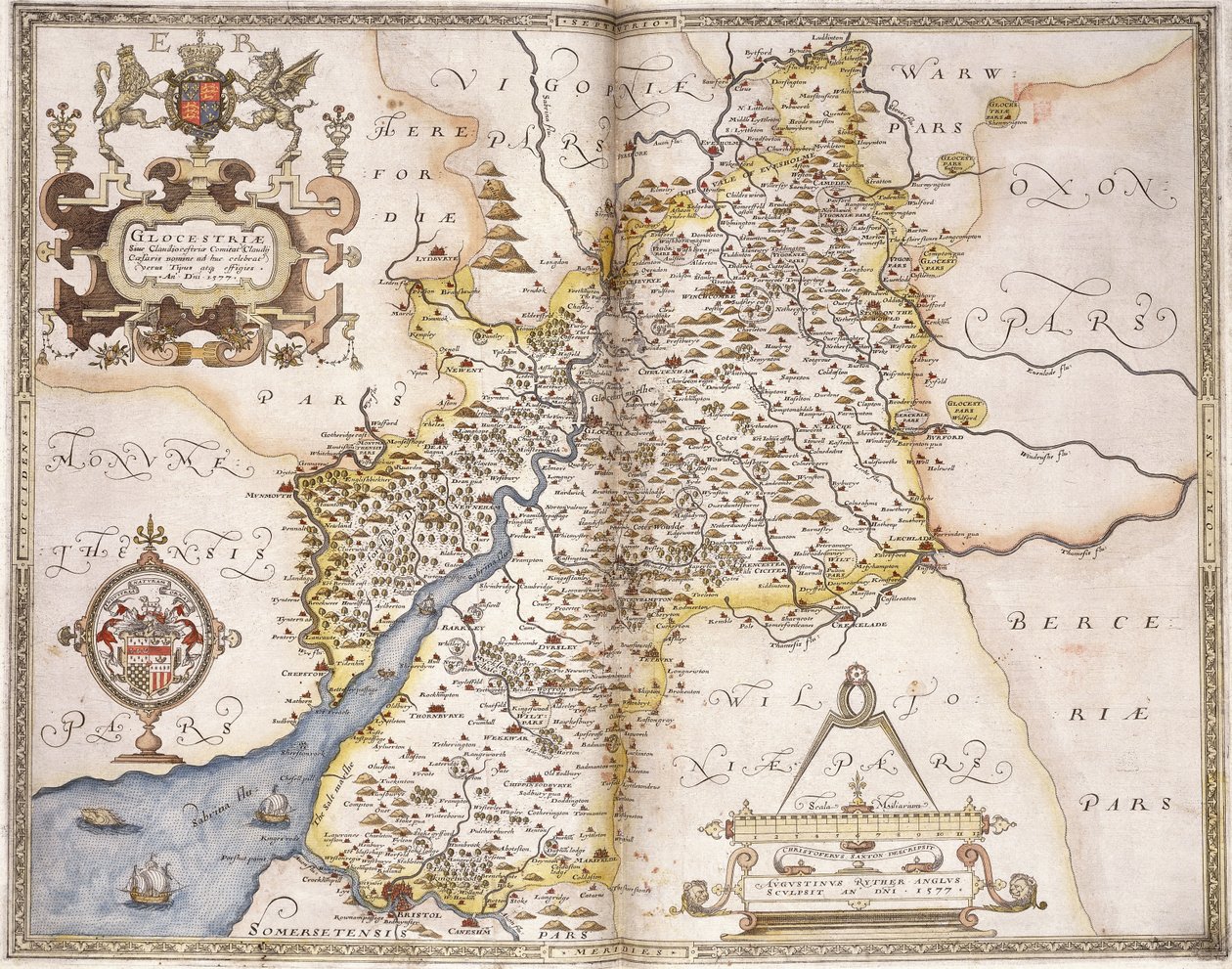 Gloucester (shire), 1579 av Christopher Saxton