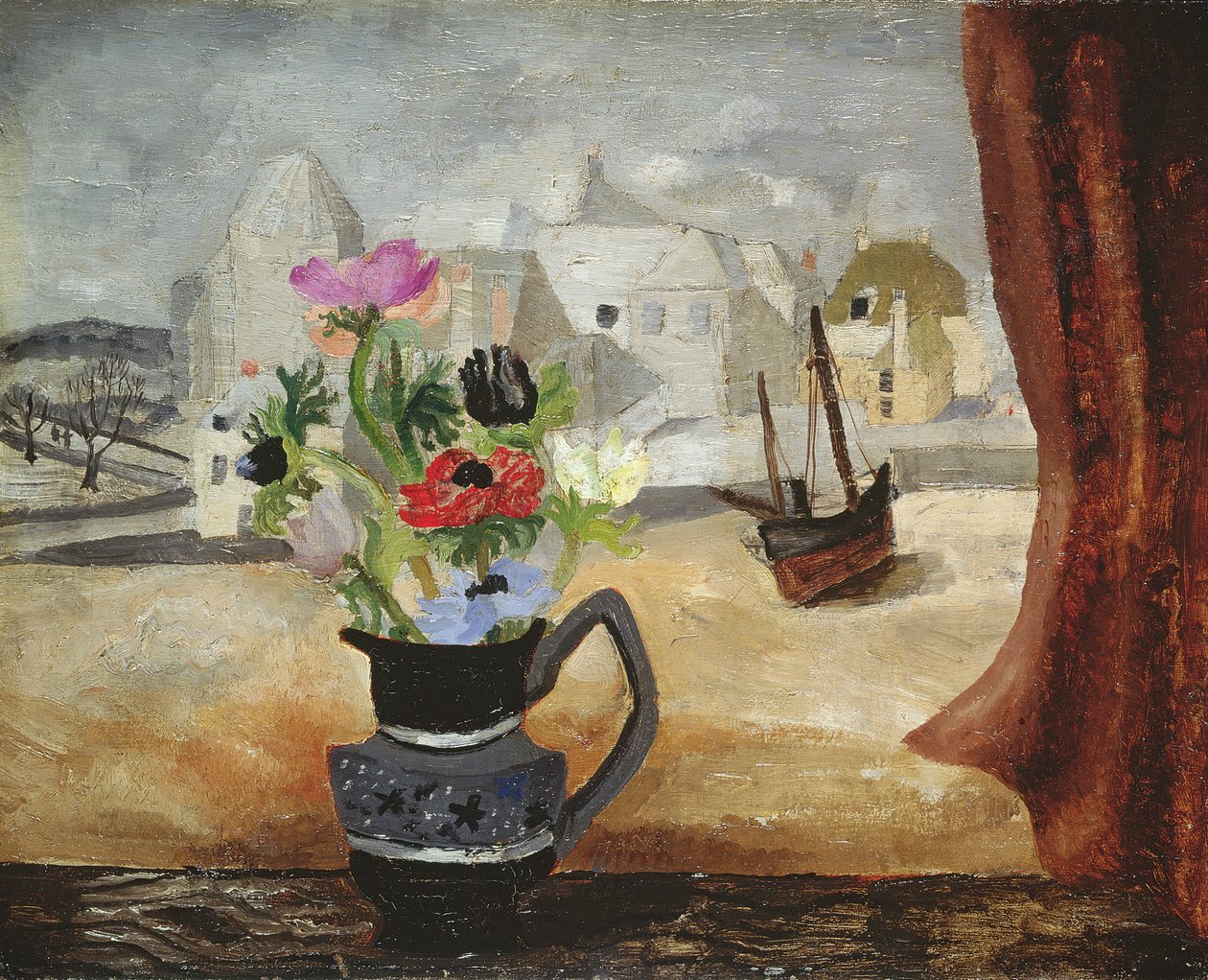 Anemoner i et Cornish-vindu av Christopher Wood