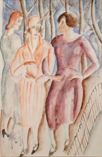 French Girls, ca. 1926 (akvarell over blyant på papir) av Christopher Wood
