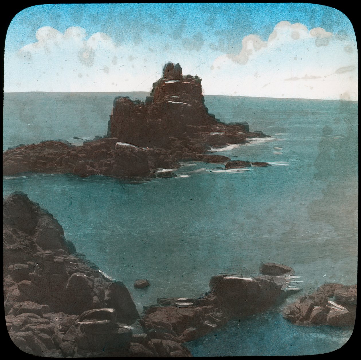 Armed Knights Rock, Lands End, Cornwall, slutten av 1800- eller begynnelsen av 1900-tallet av Church Army Lantern Department
