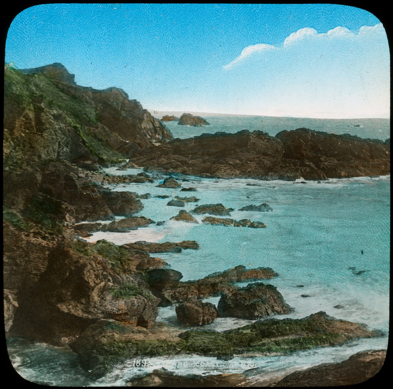 Kystscene nær Lizard, Cornwall, slutten av 1800- eller begynnelsen av 1900-tallet av Church Army Lantern Department