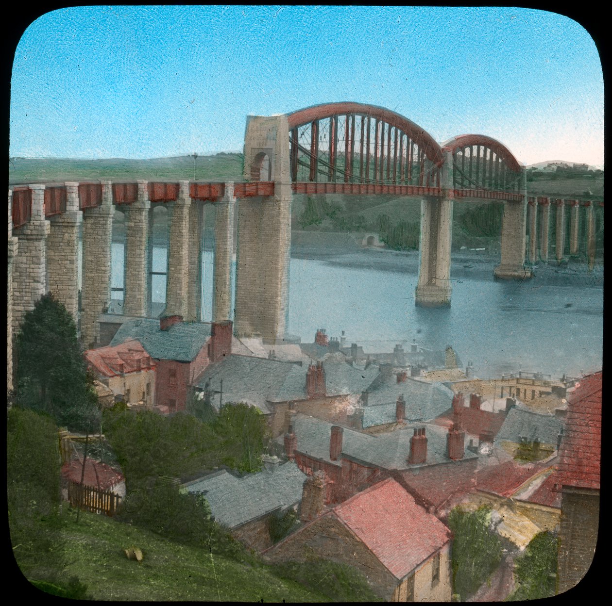 Royal Albert Bridge, Saltash, Cornwall, slutten av 1800- eller begynnelsen av 1900-tallet av Church Army Lantern Department