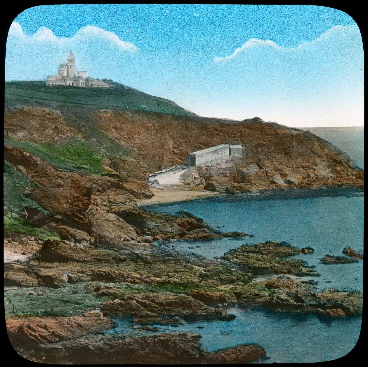 The Lizard Lighthouse, Cornwall, slutten av 1800- eller begynnelsen av 1900-tallet av Church Army Lantern Department