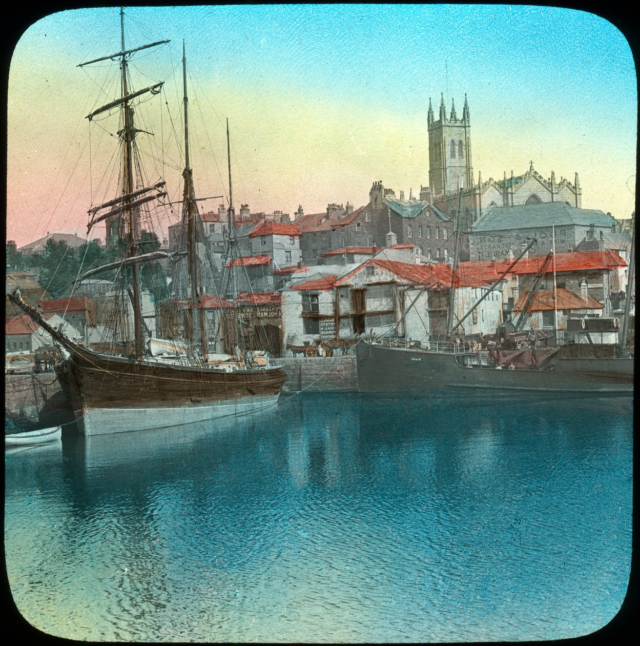 Havnen, Penzance, Cornwall, slutten av 1800- eller begynnelsen av 1900-tallet av Church Army Lantern Department