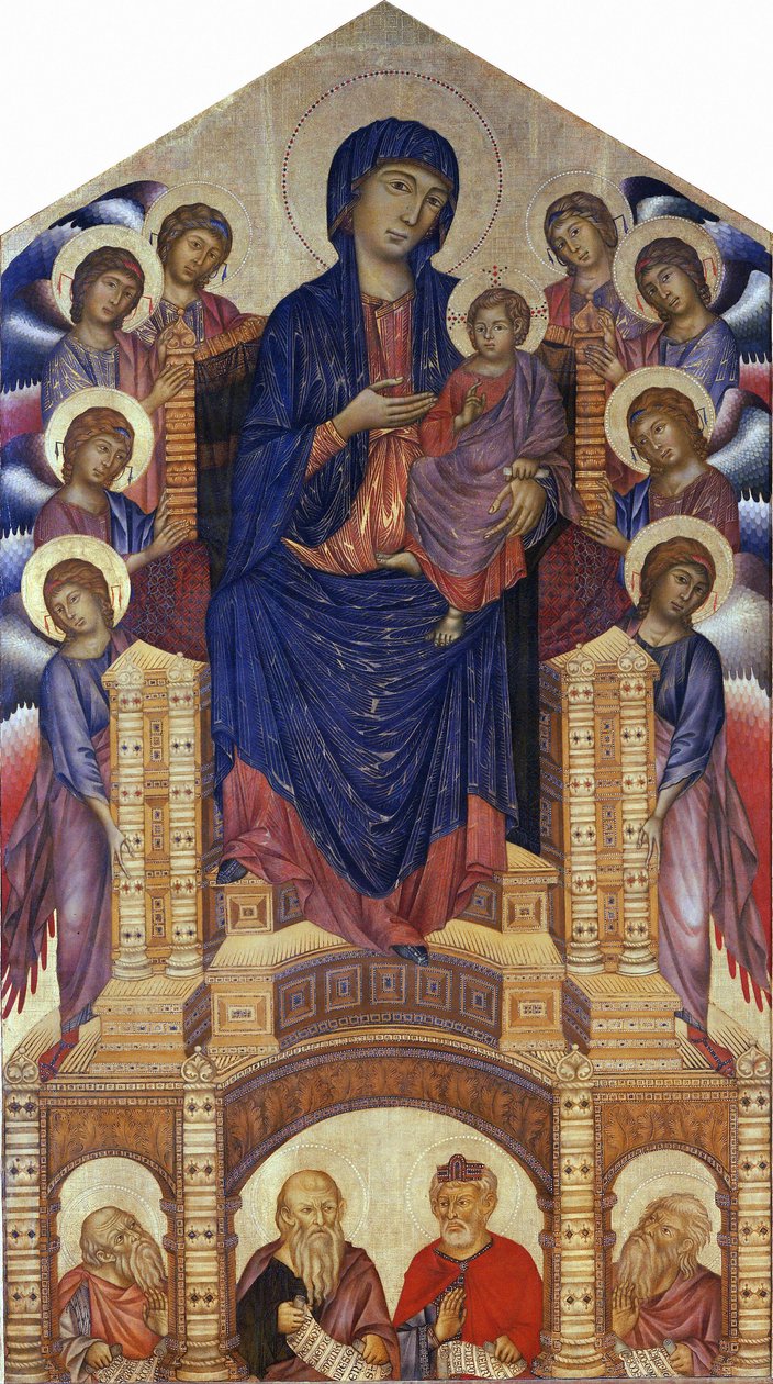 Hellig Treenighets Majestet (Madonna på trone; Madonna og barn på trone med åtte engler, Hellig Treenighets Madonna) av Cimabue