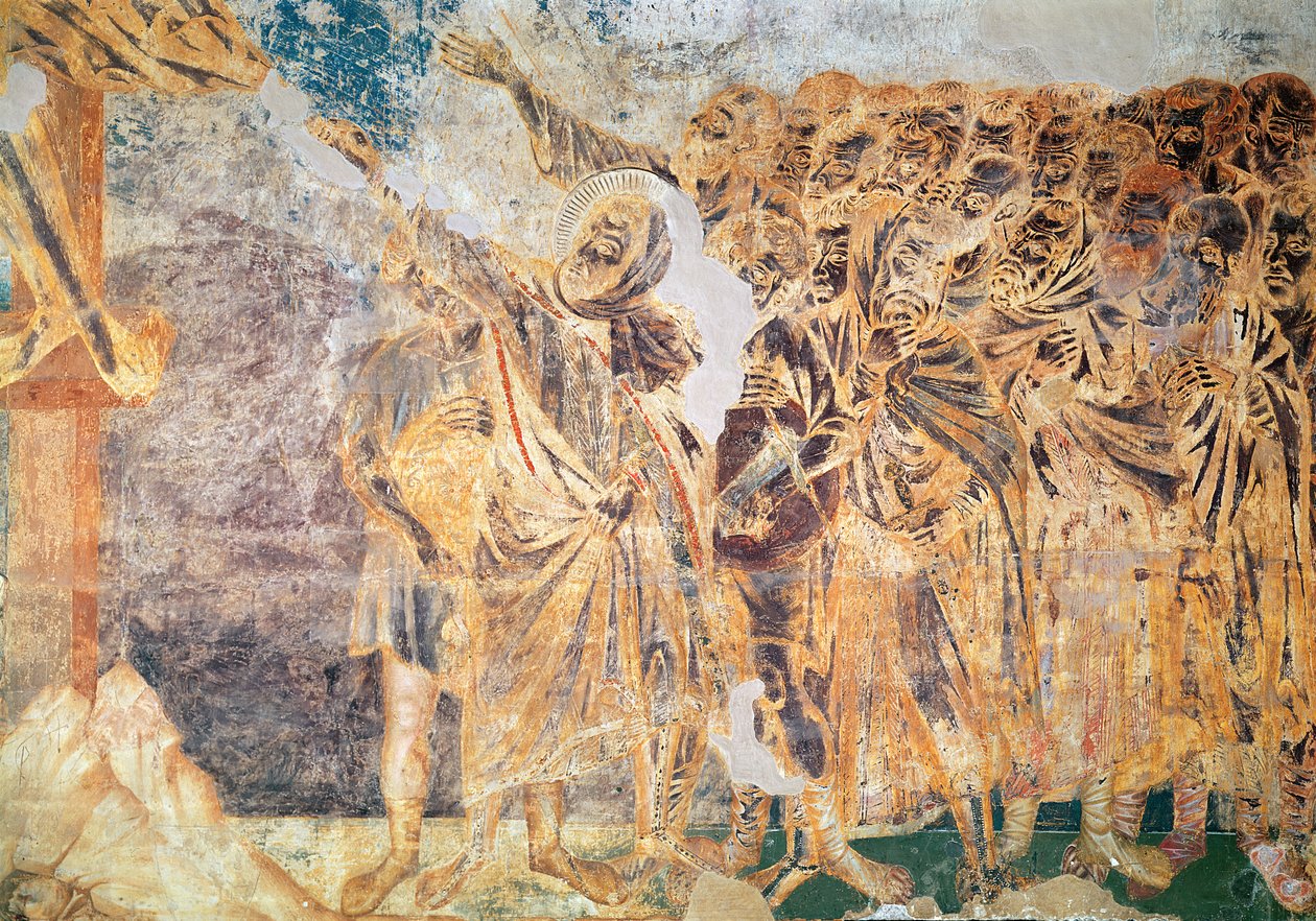 Korsfestelse, detalj på høyre side, ca. 1270 (detalj av 439294) av Giovanni Cimabue