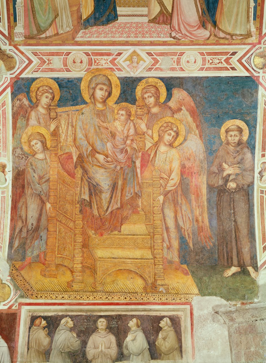 Jomfru og barn, engler og den hellige Frans av Assisi (se også 741489) av Giovanni Cimabue