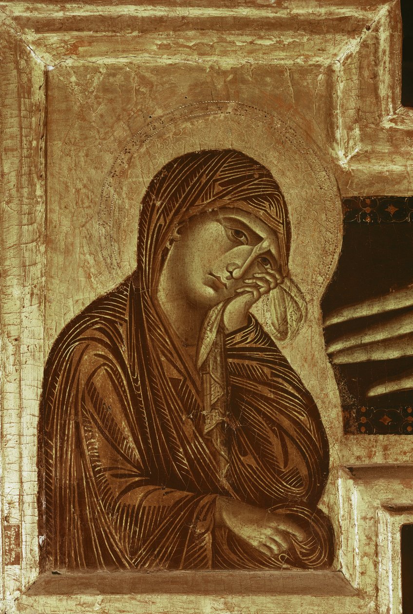 Krusifiks: detalj av jomfruen (tempera på tre av Cimabue