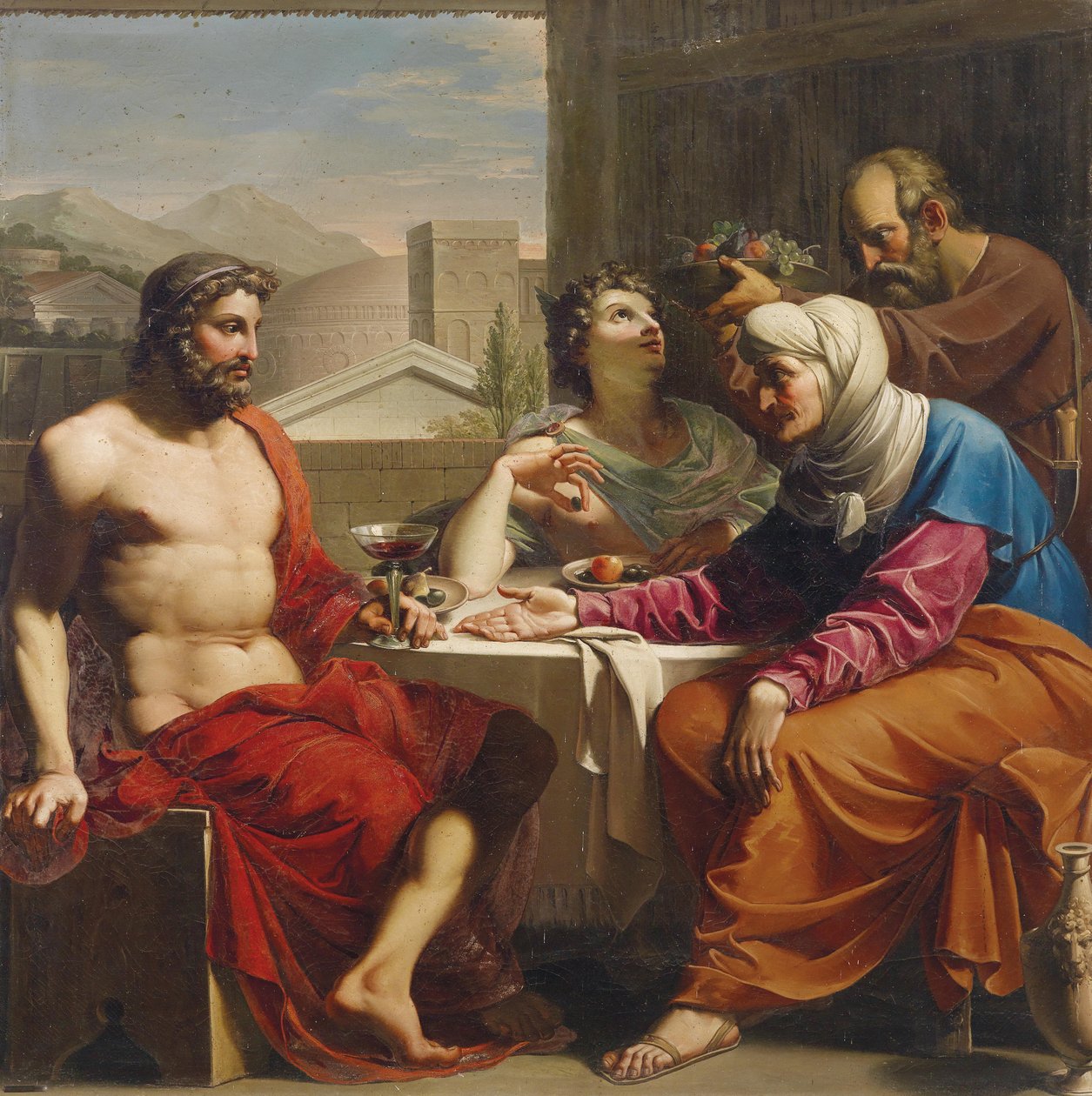 Jupiter og Merkur med Philemon og Baucis av Andrea the Elder Appiani