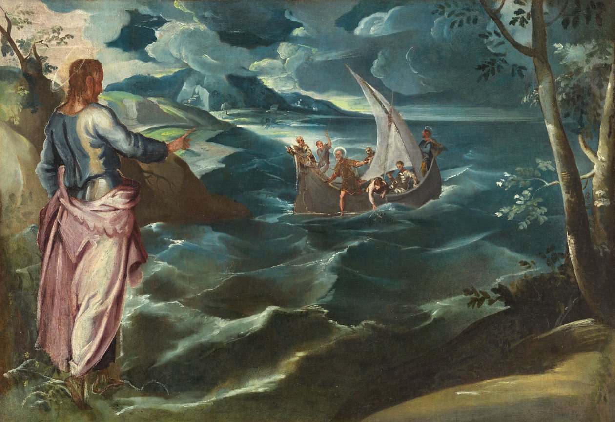 Kristus ved Genesaretsjøen av Circle of Jacopo Tintoretto