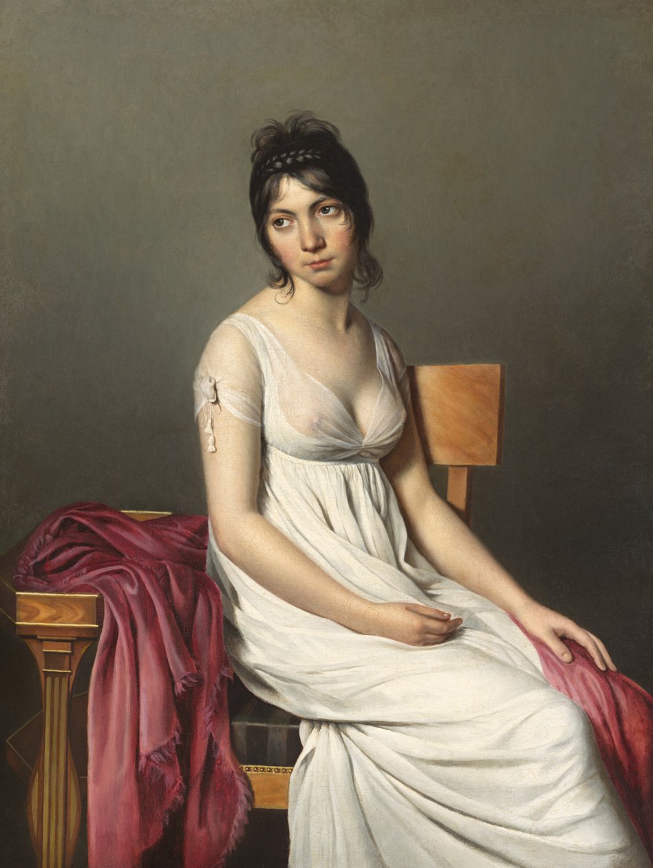 Portrett av en ung kvinne i hvitt av Circle of Jacques Louis David