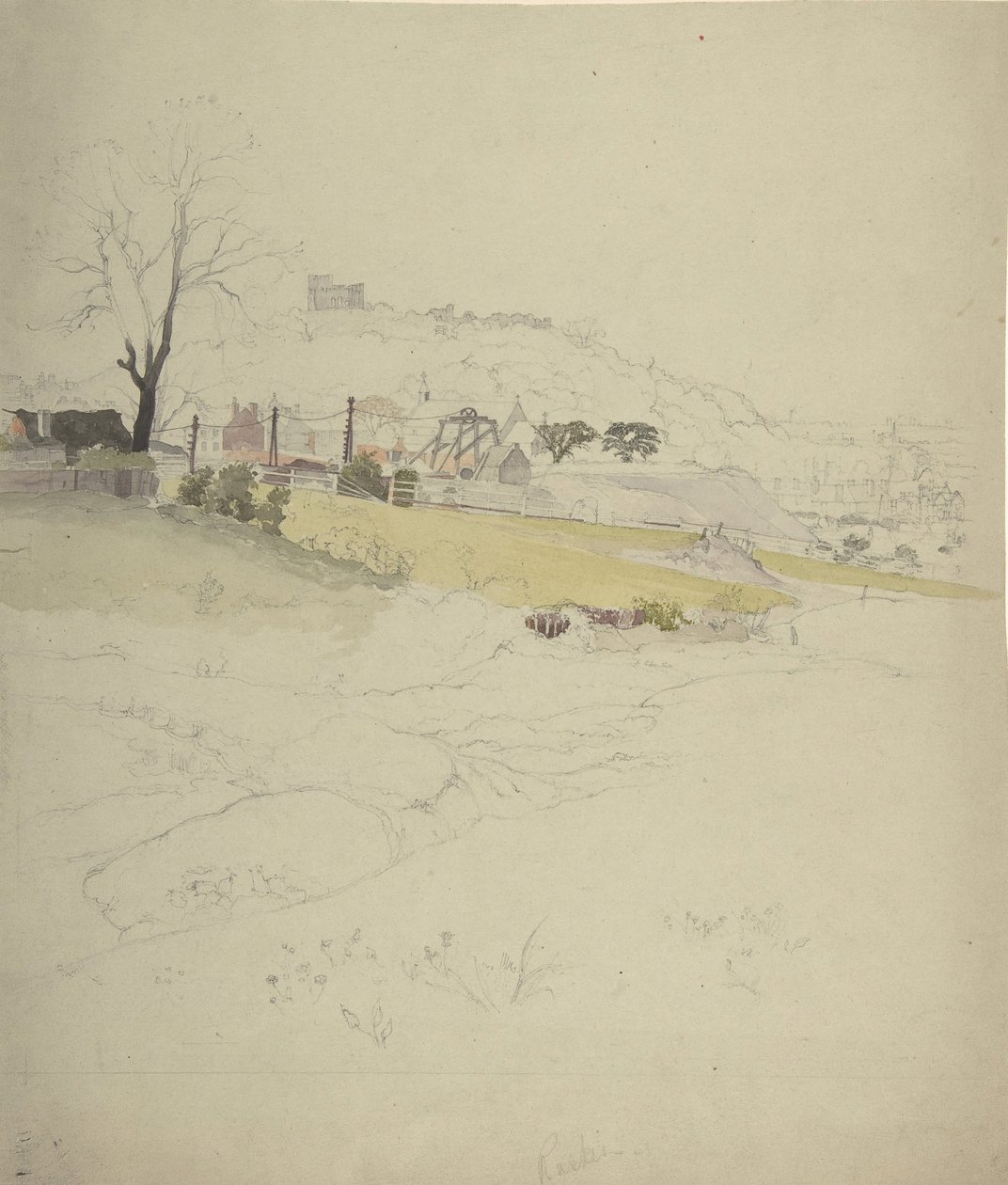 Utsikt over et kulleri ved kanten av en by, 1840-49. av Circle of John Ruskin.