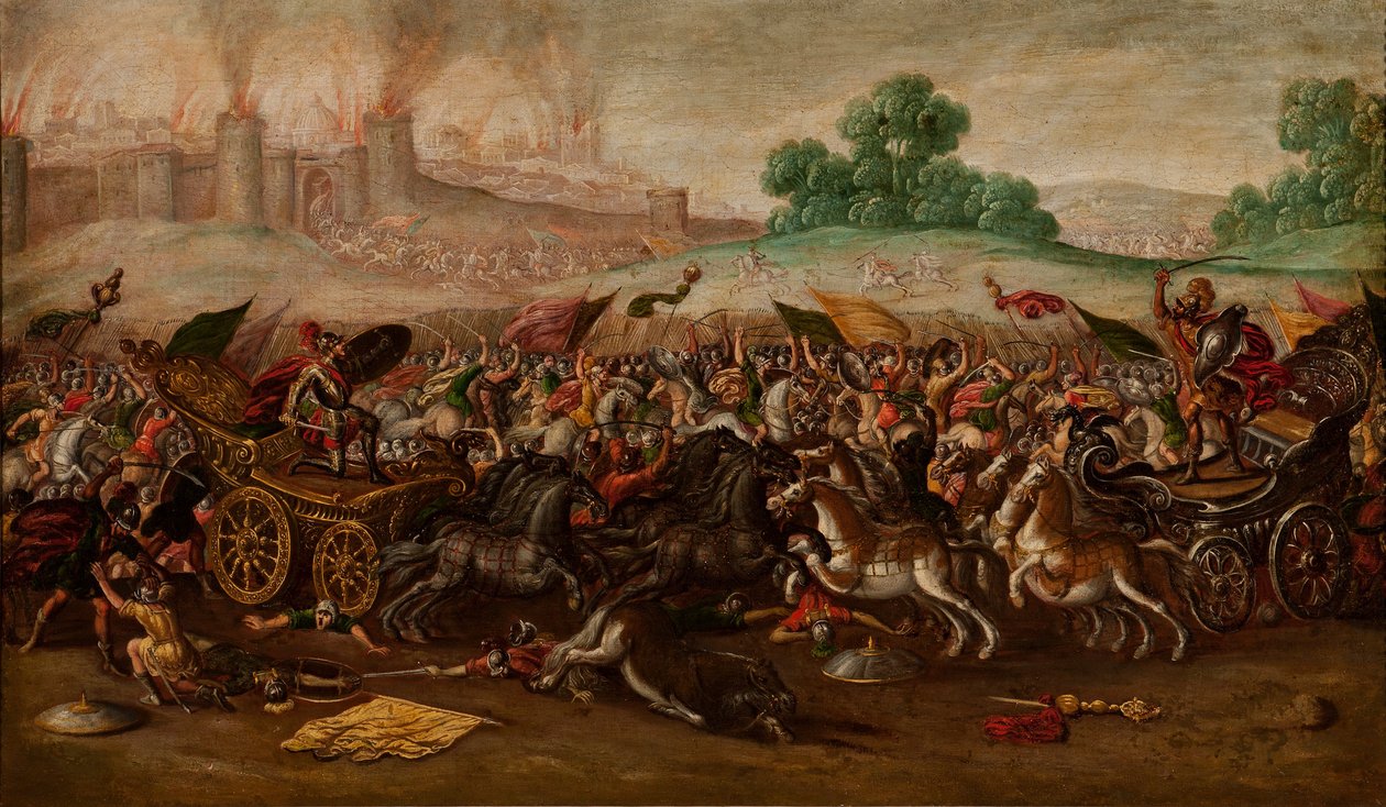 The Burning of Jerusalem av Nebukadnesars hær av Circle of Juan de la Corte