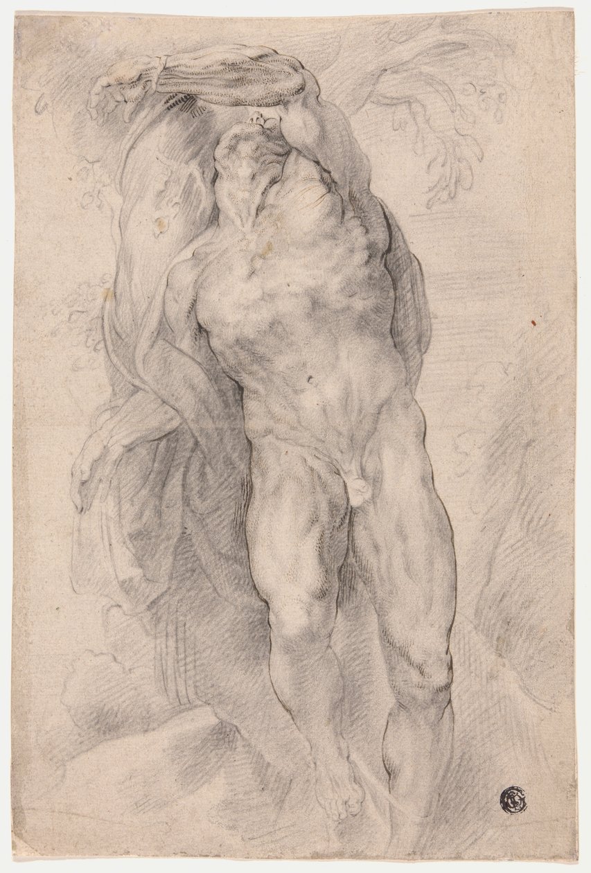 Naken mann bundet til tre av Circle of Peter Paul Rubens