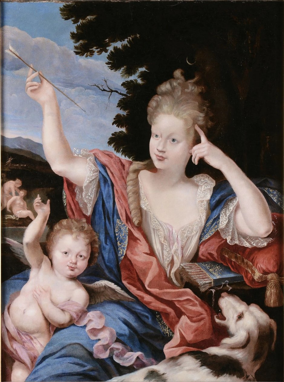 quot;Portrett av en dame i Dianas kjolequot; av Circle of Pierre Mignard I