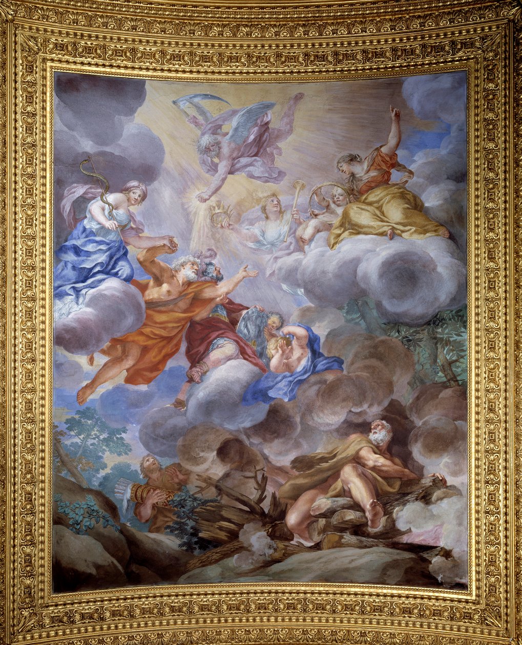 Allegori om Saturn som fremhever storheten til familien Medici - Fresco av Ciro Ferri