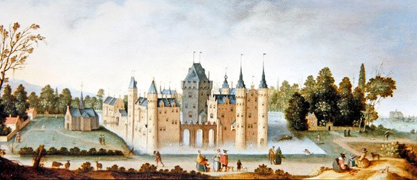 Egmond Abbey & Castle (olje på panel) av Claes Jacobsz. van der Heck