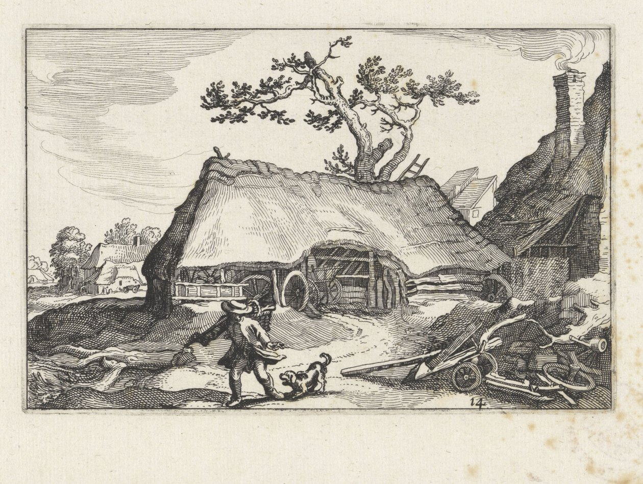 Barking Dog at a Farm Landscapes with Farms (serietittel) av Claes Jansz. Visscher (II)