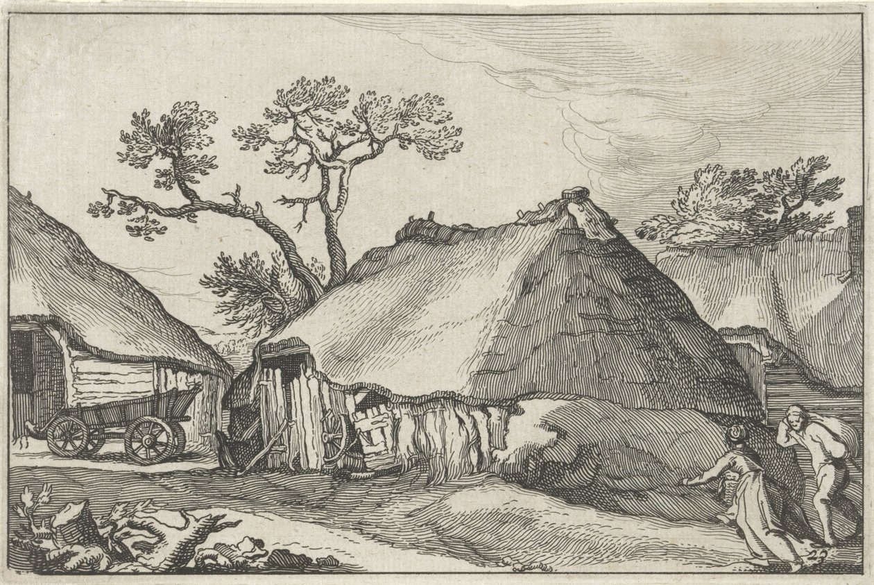 Gård og en vogn på et tun Landskap med gårder (serietittel) av Claes Jansz. Visscher (II)