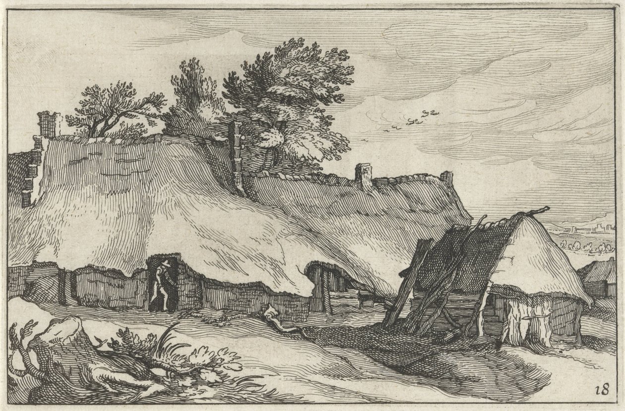 Gård og liten låve Landskap med gårder (serietittel) av Claes Jansz. Visscher (II)