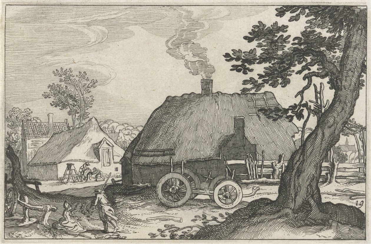 Gruppe av gårder Landskap med gårder (serietittel) av Claes Jansz. Visscher (II)