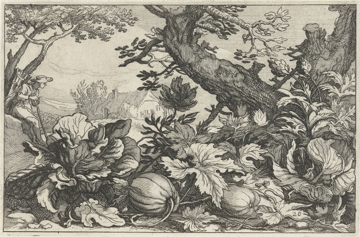 Landskap med gresskar og kull Landskap med gårder (serietittel) av Claes Jansz. Visscher (II)