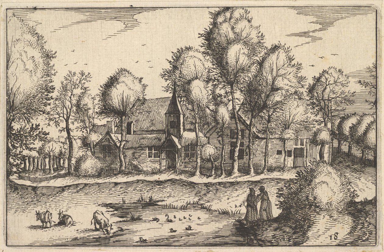 En dam, plate 18 fra regionen og villaen til hertugdømmet Brabant, ca. 1610 av Claes Jansz Visscher
