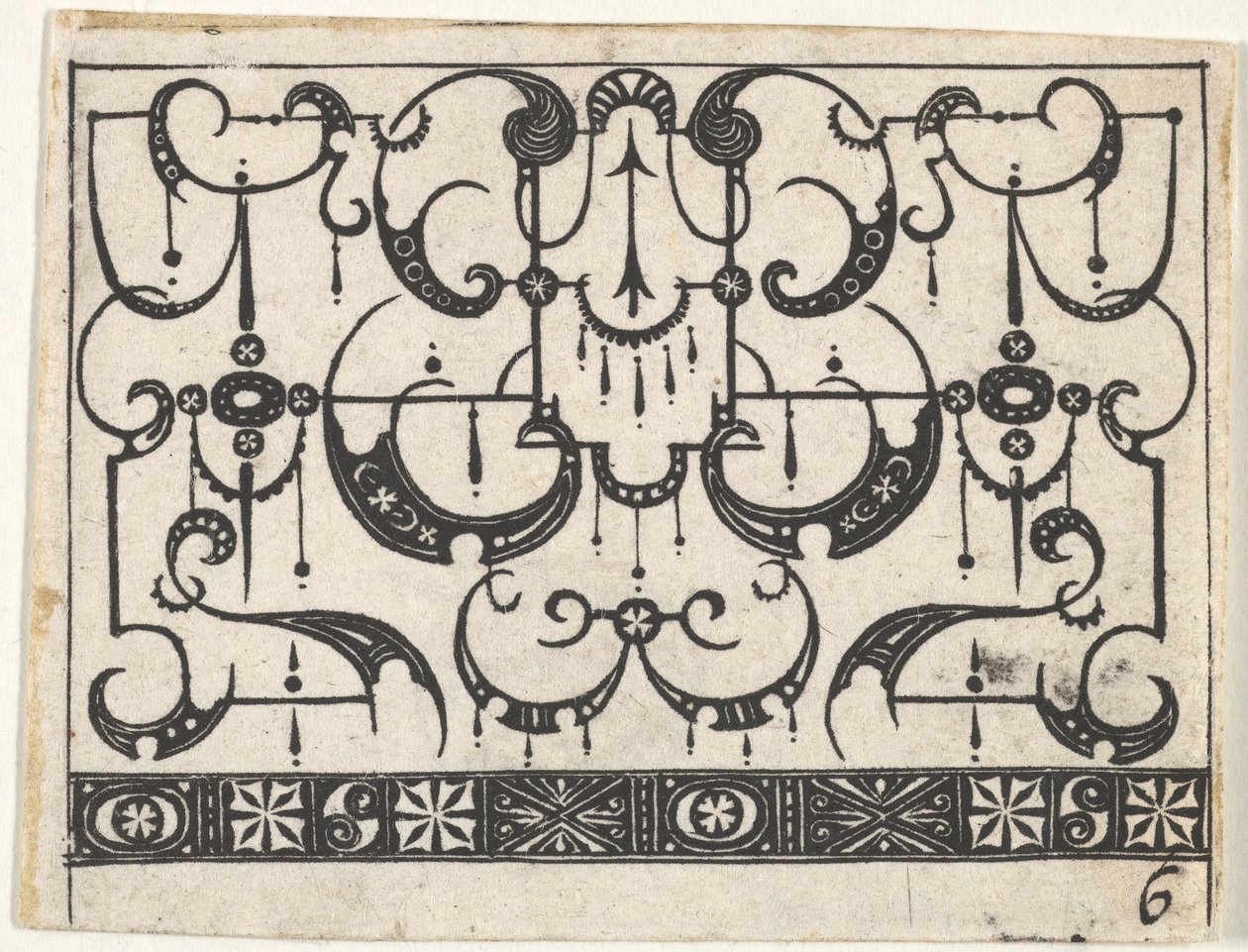 Blackwork Print med et All-Over Schweifwerk-mønster, ca. 1620. av Claes Jansz Visscher