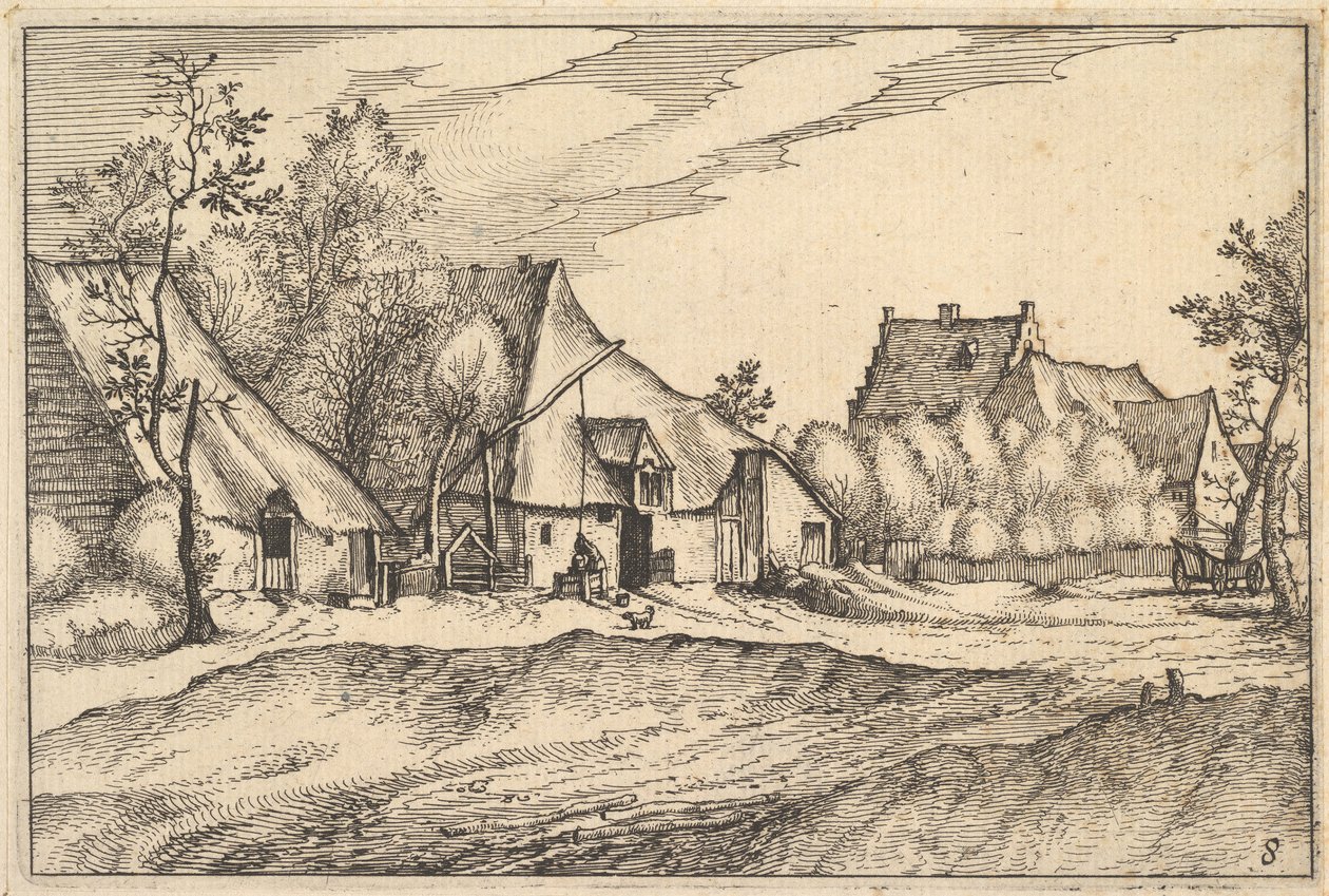 Gårder i en landsby fra regioner og villaer i hertugdømmet Brabant, ca. 1610 av Claes Jansz Visscher