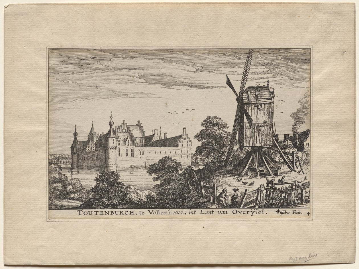Fire slott i Holland og Utrecht: Slottet Toutenburgh i Vollenhove av Claes Jansz Visscher