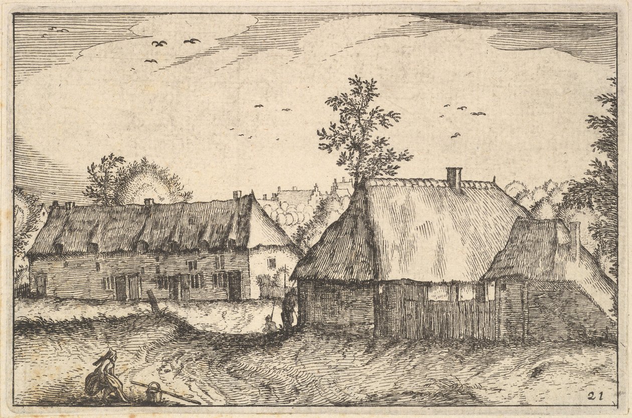 Store skur, plate 21 fra provinsen Brabant, ca. 1610 av Claes Jansz Visscher