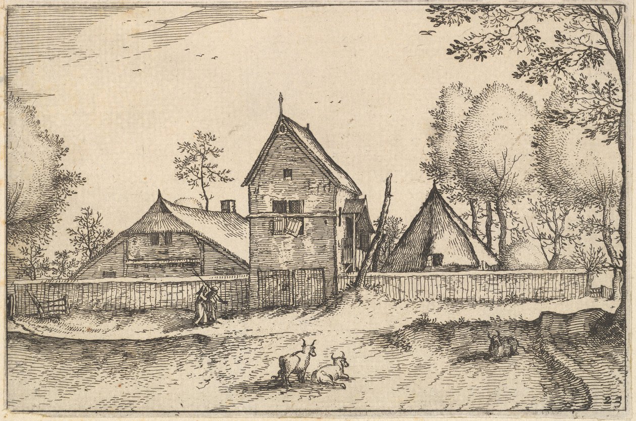 Large Walled Farm, plate 23 fra Regiunculae et Villee Aliquot Ducatus Brabantiae, ca. 1610 av Claes Jansz Visscher