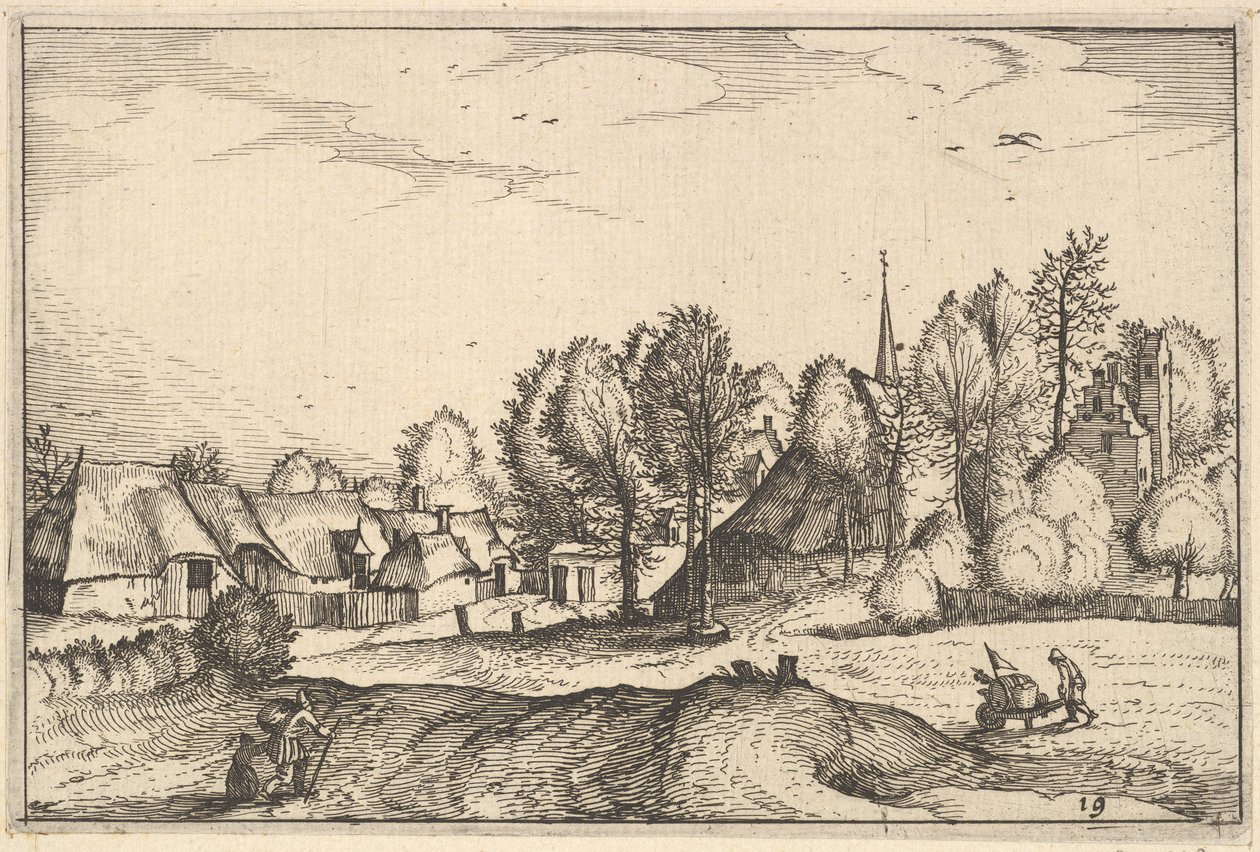 Road into a Village, plate 19 fra Regions and Villas of the Duchy of Brabant, ca. 1610 av Claes Jansz Visscher