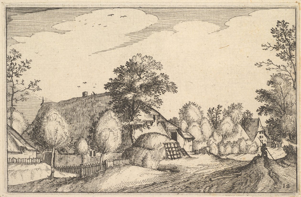 Landsbyveien, plate 12 fra 1610 av Claes Jansz Visscher