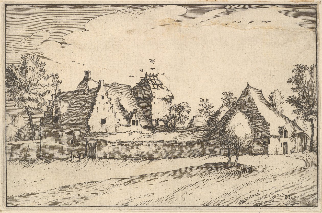 Walled Farm, plate 11 fra Regiunculae et Villae aliquot Ducatus Brabantiae, ca. 1610 av Claes Jansz Visscher