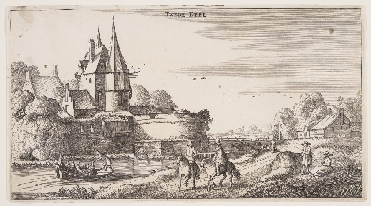 Landevei langs en landsby med en bastion, fra Landskap (Playsante Lantschappen) av Claes Jansz. Visscher II