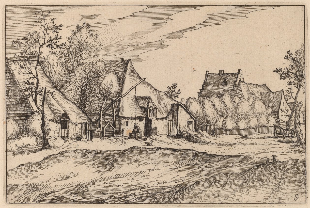 Gårder i en landsby av Claes Jansz Visscher after Johannes van Doetechum, the Elder after Lucas