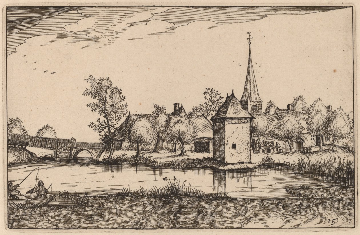 Dam og en landsby av Claes Jansz Visscher after Johannes van Doetechum, the Elder after Lucas