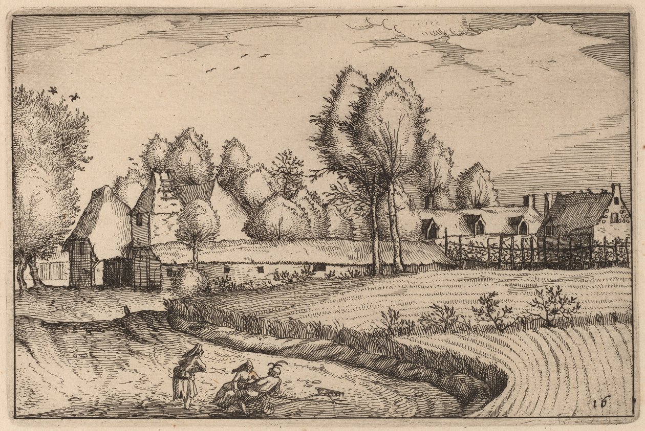 Vei langs et felt av Claes Jansz Visscher after Johannes van Doetechum, the Elder after Lucas