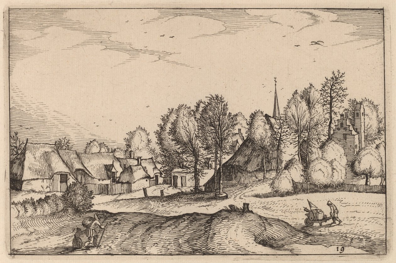 Veien inn i en landsby av Claes Jansz Visscher after Johannes van Doetechum, the Elder after Lucas