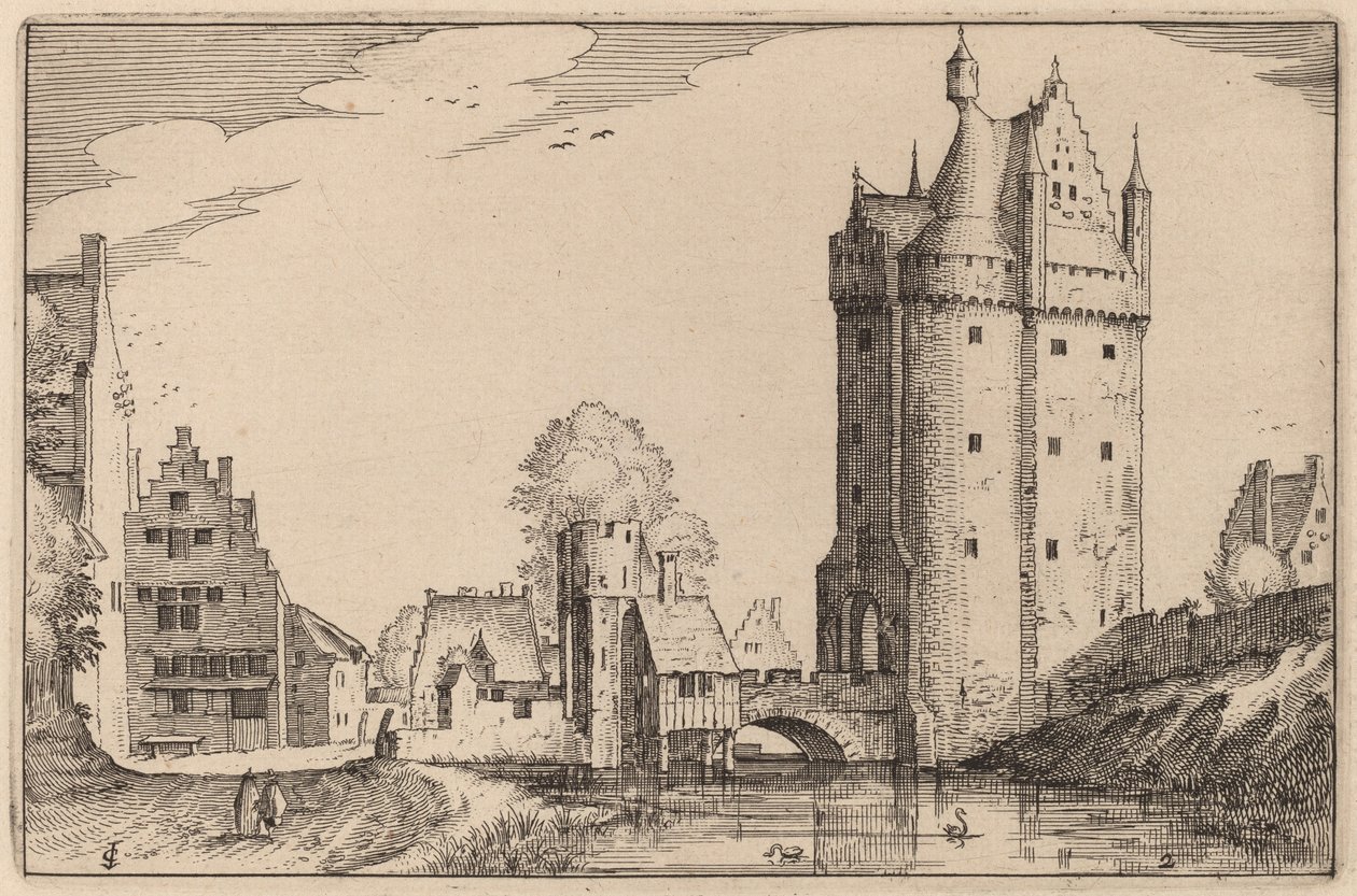 Byporten av Claes Jansz Visscher after Johannes van Doetechum, the Elder after Lucas